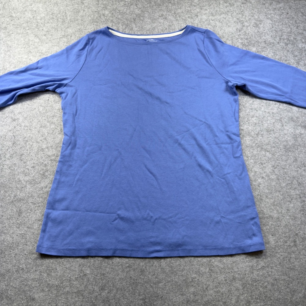 Talbots Plus Top Womens X Blue Excellent Pima Cotton Boat Neck Long Sleeve Tee